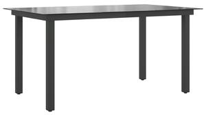 Garden Table Black 150x90x74 cm Aluminium and Glass