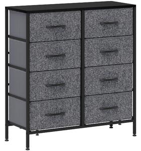 HOMCOM Fabric Chest of Drawers, Industrial Storage Bedroom Dresser with 8 Fabric Drawers, Steel Frame and Wooden Top for Nursery, Living Room, Hallway, Black