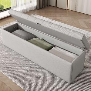 Stylish Linen Upholstered Bench with Large Storage Space, Footstool for Hallway and Bedroom, End of Bed Ottoman, 135x41x42 cm, Light Grey Aosom.UK