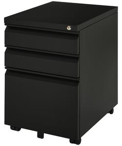 Vinsetto Mobile Vertical File Cabinet Lockable Metal Filling Cabinet with 3 Drawers Anti-tilt Design for Letter A4 Legal Size Fully Assembled Except Casters Black