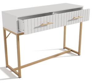 Modern Dressing Table with 2 Drawers, Highboard Bedroom Chest, Particle Board and Metal Construction - 75x100x45 cm, White