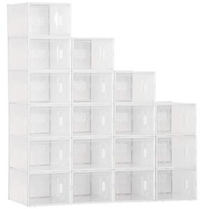 HOMCOM Cheap Storage Units Modular DIY Storage Unit with 18 Cubes, PP Plastic, Dust-Proof Doors, Handles, Great for Shoes Storage Aosom UK