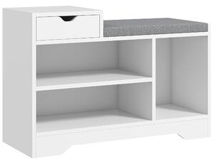 HOMCOM Entryway Shoe Storage Bench, Upholstered Hallway Bench with Drawer & 3 Open Shelves, Shoe Bench for Hallway Aosom UK