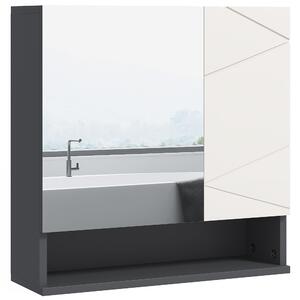 Kleankin Bathroom Wall Cabinet: With Adjustable Shelves for Storage, 55W x 17D x 55H cm, Light Grey Aosom UK