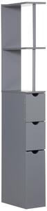 HOMCOM Tall Bathroom Cabinet, Freestanding Bathroom Storage Cabinet with 2-Tier Shelf and Drawers, Narrow Cupboard Storage Unit, Grey Aosom UK