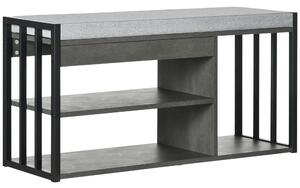 HOMCOM Shoe Storage Bench, Upholstered Entryway Bench with 3 Open Shelves, Grey, Ideal for Hallway Aosom UK