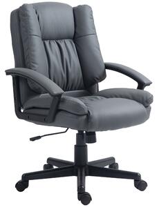 HOMCOM Ergonomic Desk Chair, Adjustable Mid-Back Faux Leather Desk Chair with Silent Swivel Wheels, Dark Grey Aosom UK