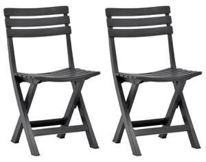 Folding Garden Chairs 2 pcs Plastic Anthracite