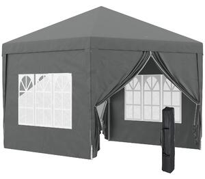 Outsunny 3 x 3m Waterproof Gazebo, Metal FrameTent Canopy with Carry Bag and 2 Windows for Outdoor Patio, Grey Aosom UK
