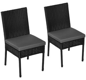 Outsunny Set of Two Armless Rattan Garden Chairs, Stylish and Durable Patio Seating, Elegant Design, Black Aosom UK