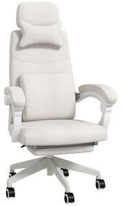 Vinsetto High Back Office Chair Reclining Computer Chair with Footrest Lumbar Support Adjustable Height Swivel Wheels White