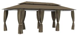 Gazebo with Curtains 600x298x270 cm Taupe 180 g/m²
