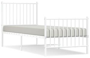 Metal Bed Frame with Headboard and Footboard White 75x190 cm Small Single