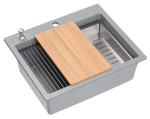 Granite sink KURT 110 WORKSTATION Grey Metallic