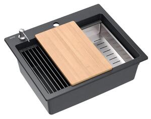 Granite sink KURT 110 WORKSTATION Black Dotted