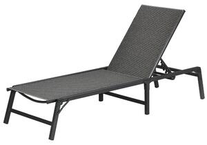 Outsunny Rattan Sun Lounger, Foldable with 5-Level Adjustable Backrest, Recliner Chair, Grey