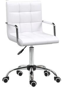 Vinsetto Ergonomic Desk Chair, Adjustable PU Swivel Chair with Armrest & Silent Wheels for Makeup & Study, White Aosom UK