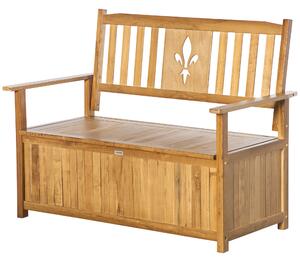 Outsunny Garden Bench Retreat: 2-Seater Outdoor Storage Box, Natural Wooden Patio Seating Aosom UK