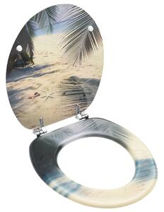 WC Toilet Seat with Lid MDF Beach Design