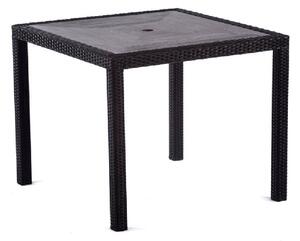 Arlo Grey Polyresin Square Dining Table With Black Brown Weave