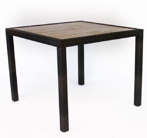 Arlo Natural Polyresin Square Dining Table With Black Brown Weave