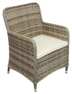 Hayward Rattan Arm Chair With Cream Cushion In Brown Weave