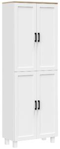 HOMCOM Freestanding Kitchen Cupboard, 4-Door Storage Cabinet Organizer with Adjustable Shelves, 170cm, White