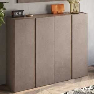 Flint Wide Wooden Shoe Cabinet With 4 Doors In Bronze Mercure Oak