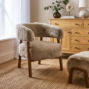 Cleo Supersoft Faux Fur Accent Chair Taupe