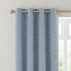 Odetta Cut Velvet Thermal Eyelet Curtains Ashley Blue