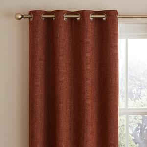 Herringbone Chenille Thermal Eyelet Curtains Butterscotch (Orange)