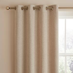 Herringbone Chenille Thermal Eyelet Curtains Natural