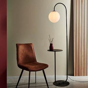 Hamden Opal Glass Shade Floor Lamp In Satin Black