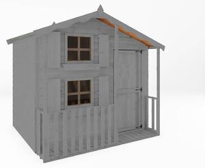Country Living 8ft x 6ft Premium Colton Double Storey Playhouse with Veranda Painted + Installation - Thorpe Towers Grey