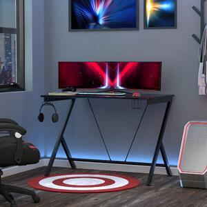 HOMCOM Gaming Desk with Metal Frame, Cup Holder, Headphone Hook, Cable Management, Black