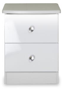 Aria White Gloss LED Lighting 2 Drawer Bedside Cabinet | Roseland Furniture