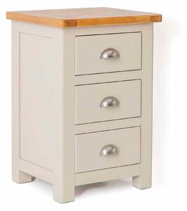 Padstow Grey Bedside Cabinet, 3 Drawers, Cup Handles, Solid Wood | Oak