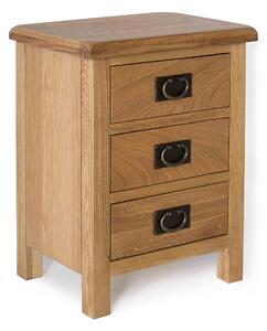 Surrey Oak Bedside Table, 3 Drawers, Solid Wood | Rustic Waxed Oak