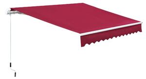 Outsunny 3.5M x 2.5M Garden Patio Manual Awning Canopy Sun Shade Shelter Retractable Winding Handle Wine Red