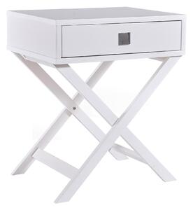 Abel 1 Drawer X-Leg Wooden Bedside Table in White, Black or Natural Oak