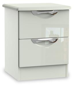 Beckett Cream Gloss 2 Drawer Bedside Cabinet | Roseland Furniture