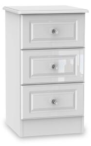 Kinsley White Gloss Contemporary 3 Drawer Bedside Cabinet | Roseland Furniture
