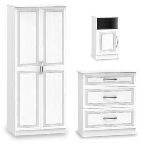 Killgarth White 3 Piece Bedroom Set inc' Bedside, Chest & Wardrobe | Roseland Furniture