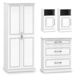 Killgarth White 4 Piece Bedroom Set inc' Bedsides, Chest & Wardrobe | Roseland Furniture