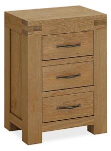Abbey Grande Large Bedside Table, 3 Drawers, Solid Wood | Waxed Oak