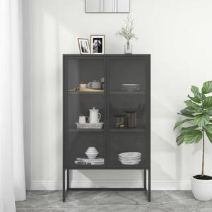 Highboard Anthracite 80x35x135 cm Steel and Tempered Glass