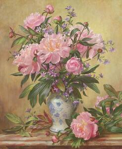 Fine Art Print AB/302 Vase of Peonies and Canterbury Bells, Williams, Albert