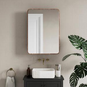 Fulton Bathroom Mirror Wall Cabinet, Pine Effect Brown