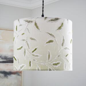 Heart & Soul Green Leaf Embroidered Lamp Shade Green