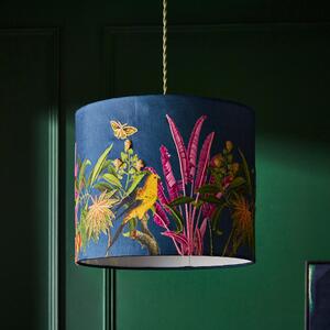 Tropical Paradise Embroidered Lamp Shade Blue